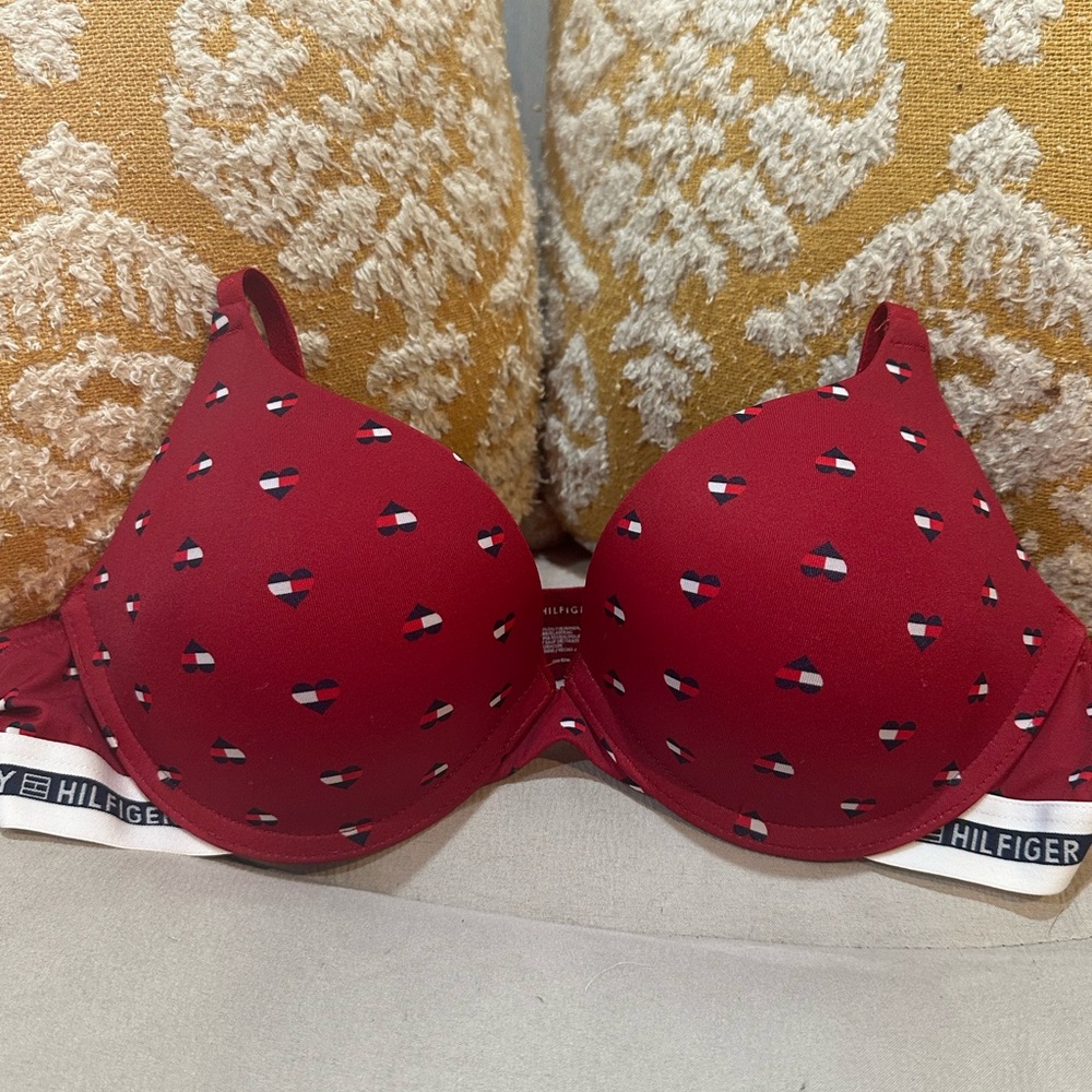 Tommy Hilfiger Red Patterned Bra